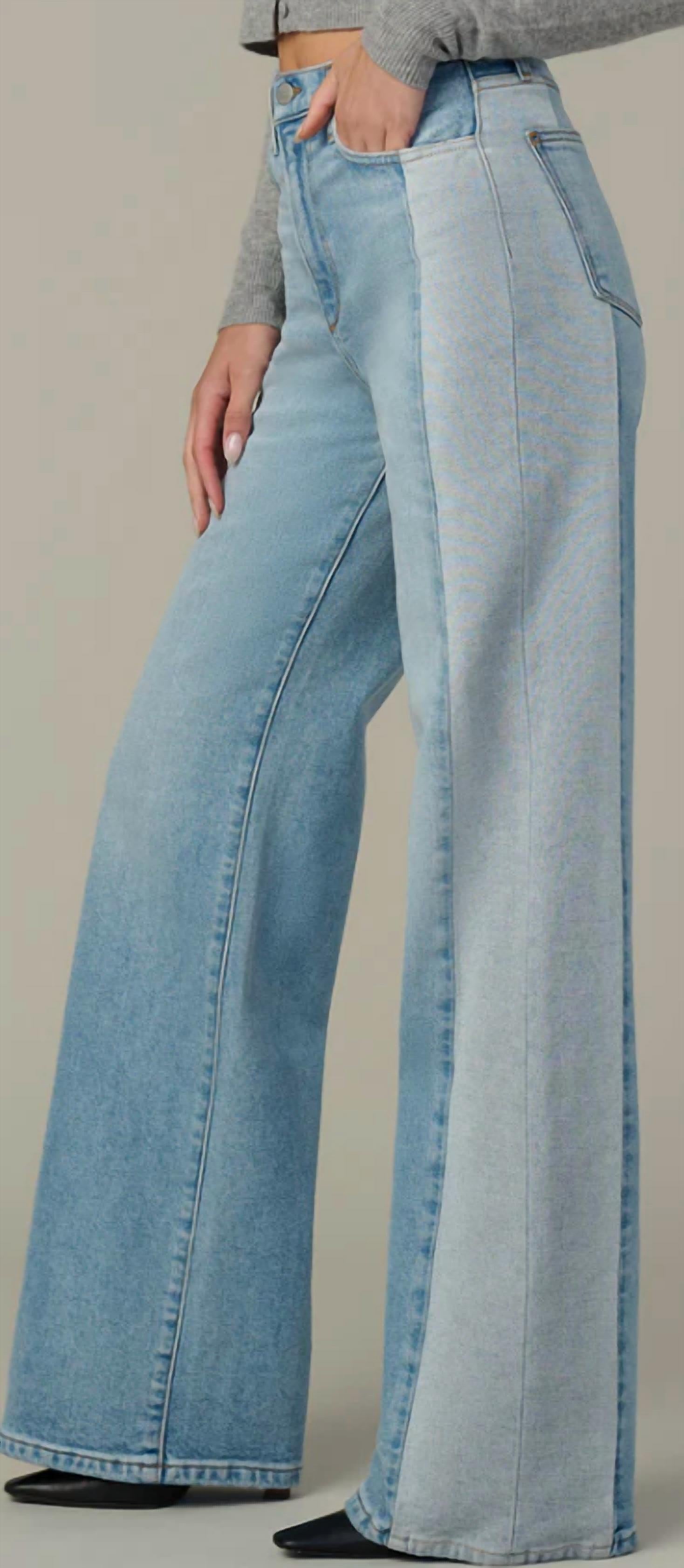 Joe'S Jeans - Mia Pieced Two Tone Wide Leg Jeans
