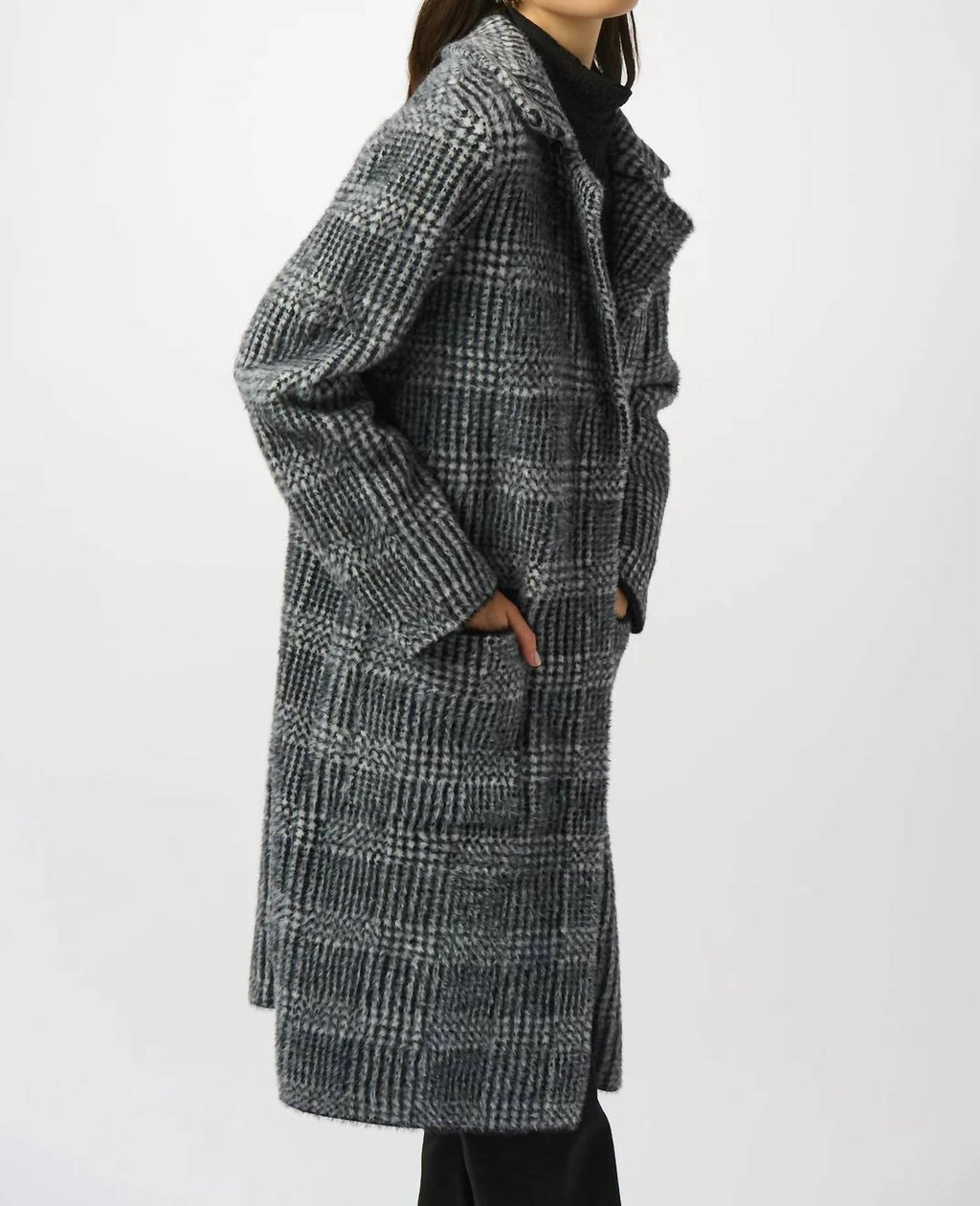 Joseph Ribkoff - Plaid Print Faux Fur Coat