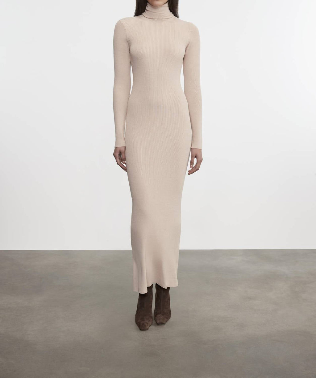 Enza Costa - SILK SWEATER RIB ANKLE TURTLENECK DRESS