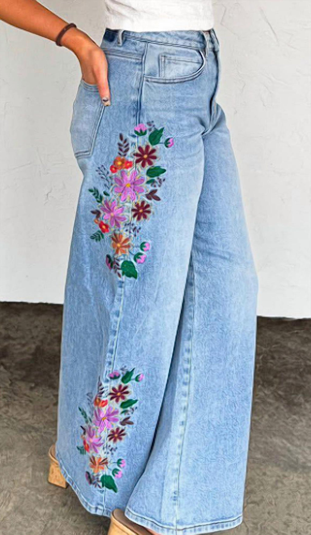 Blakeley - Evie Wide Leg Embroidered Jeans