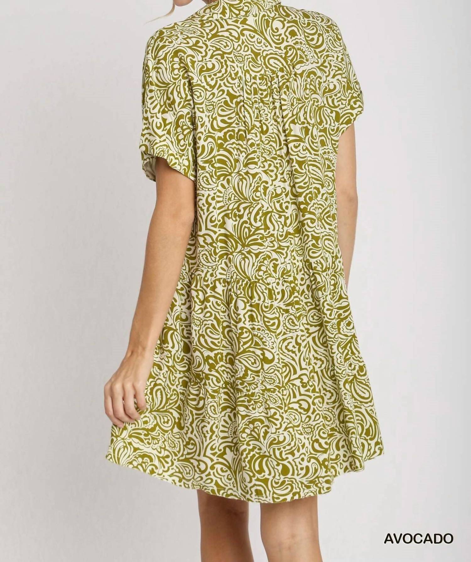 Umgee - Floral Paisley Mixed Print Tiered Dress