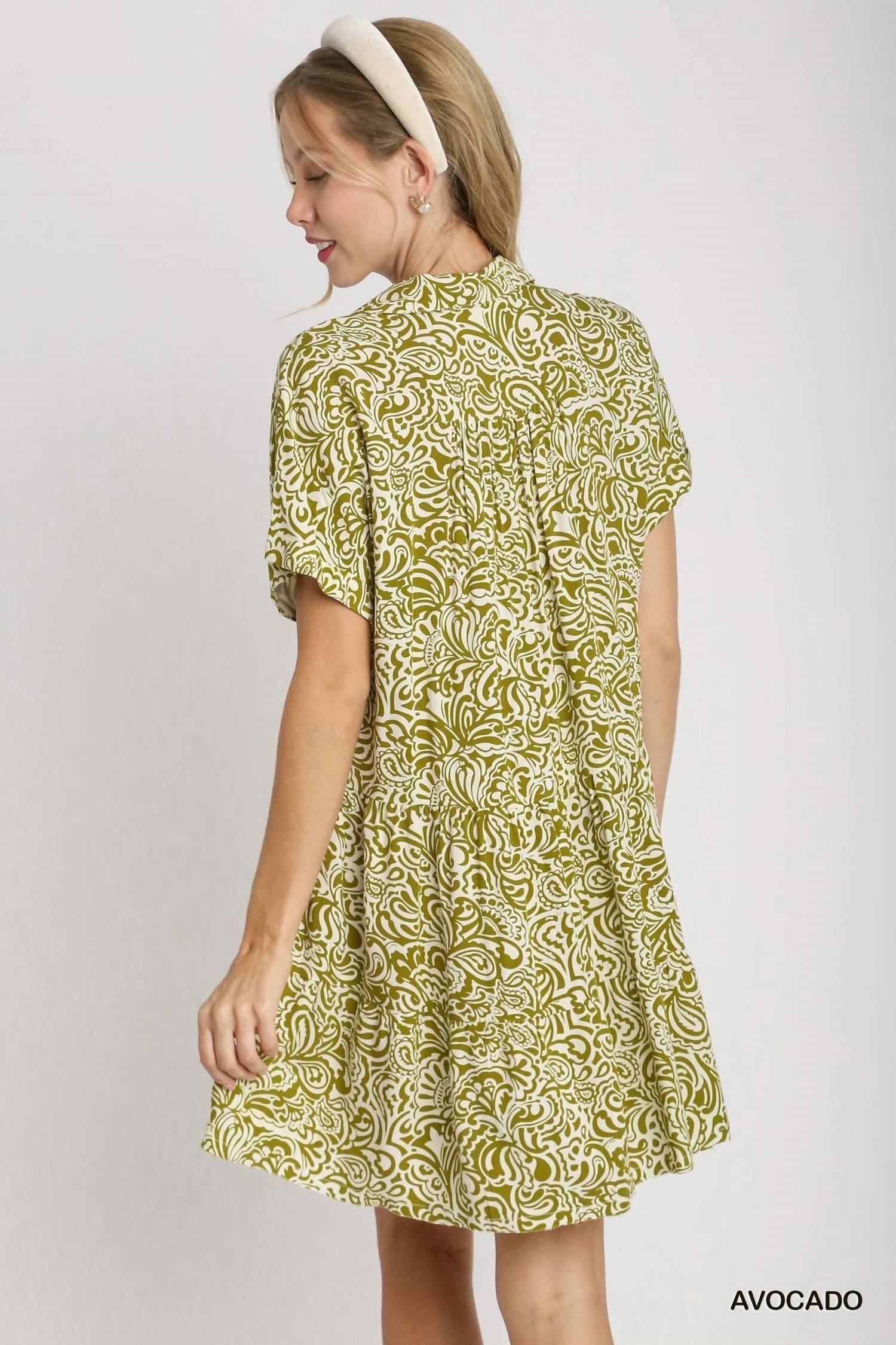 Umgee - Floral Paisley Mixed Print Tiered Dress