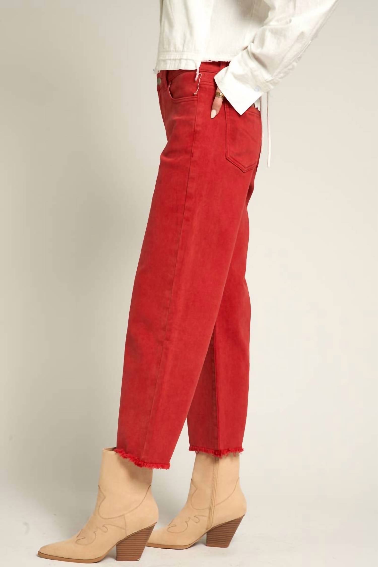 En Creme - Cropped Frayed Hem Jean