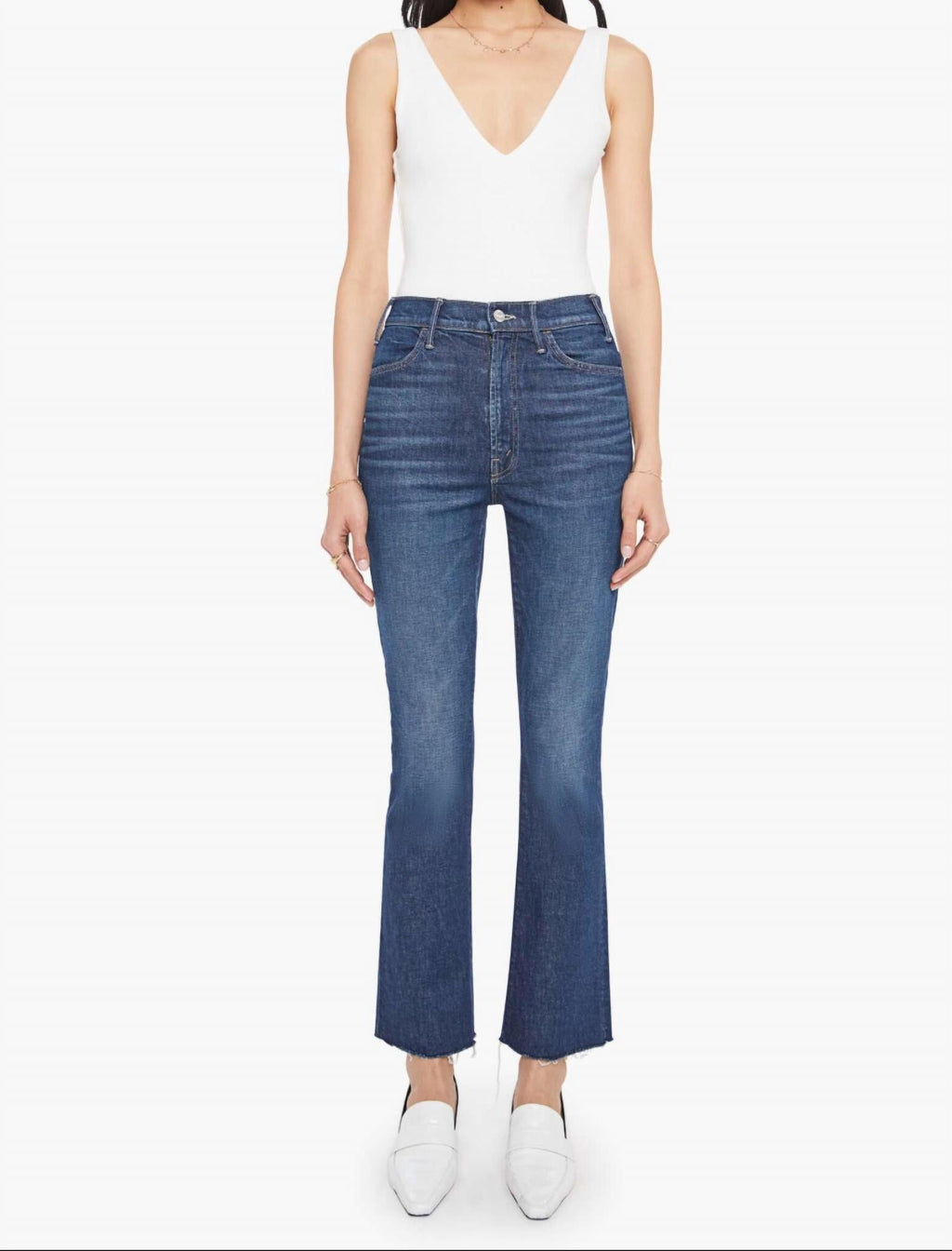 Mother - The Hustler Flood Fray Ankle Bootcut Jeans