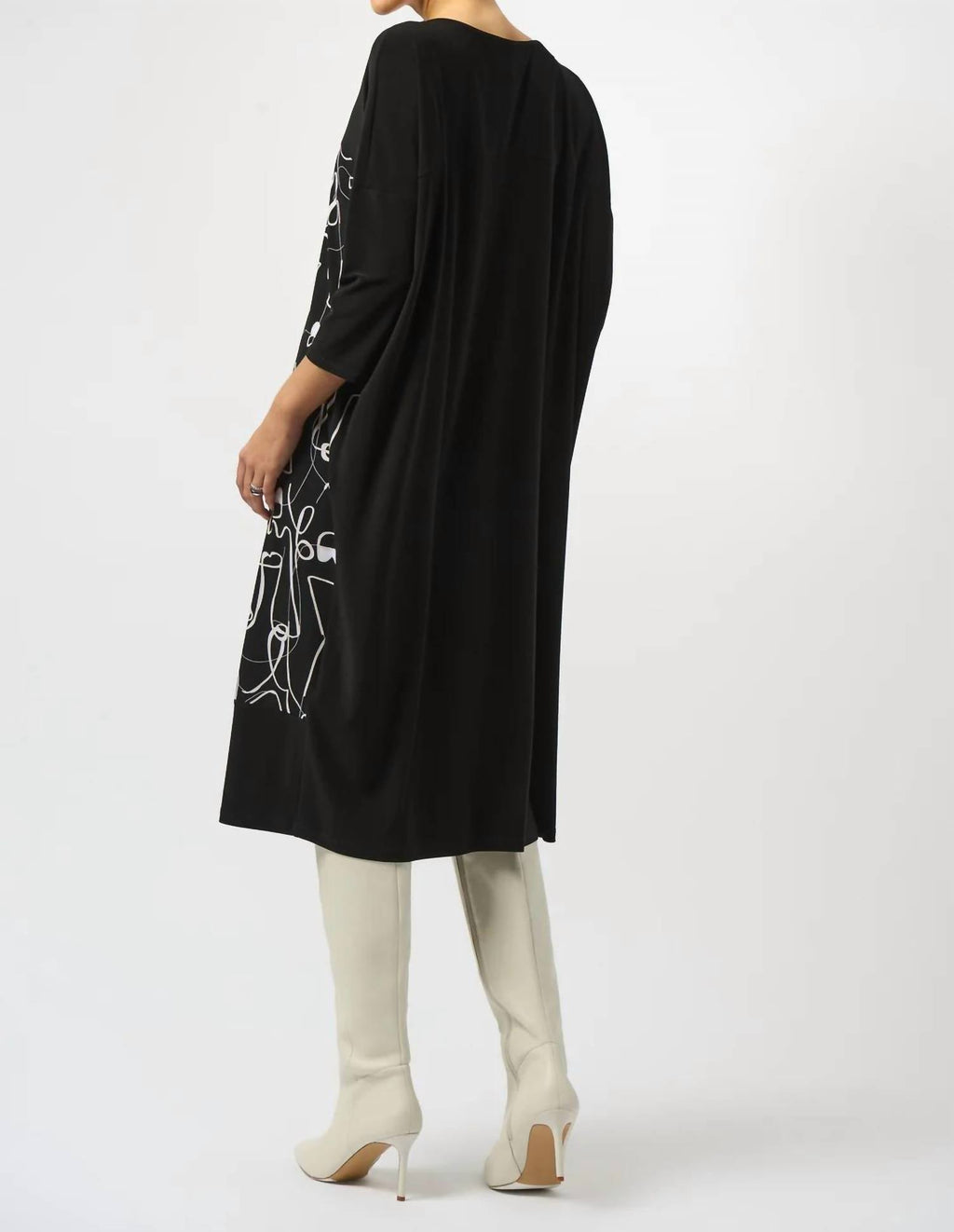 Joseph Ribkoff - Moonstone Face Print Boat Neck 3/4 Sleeves Cocoon Dress