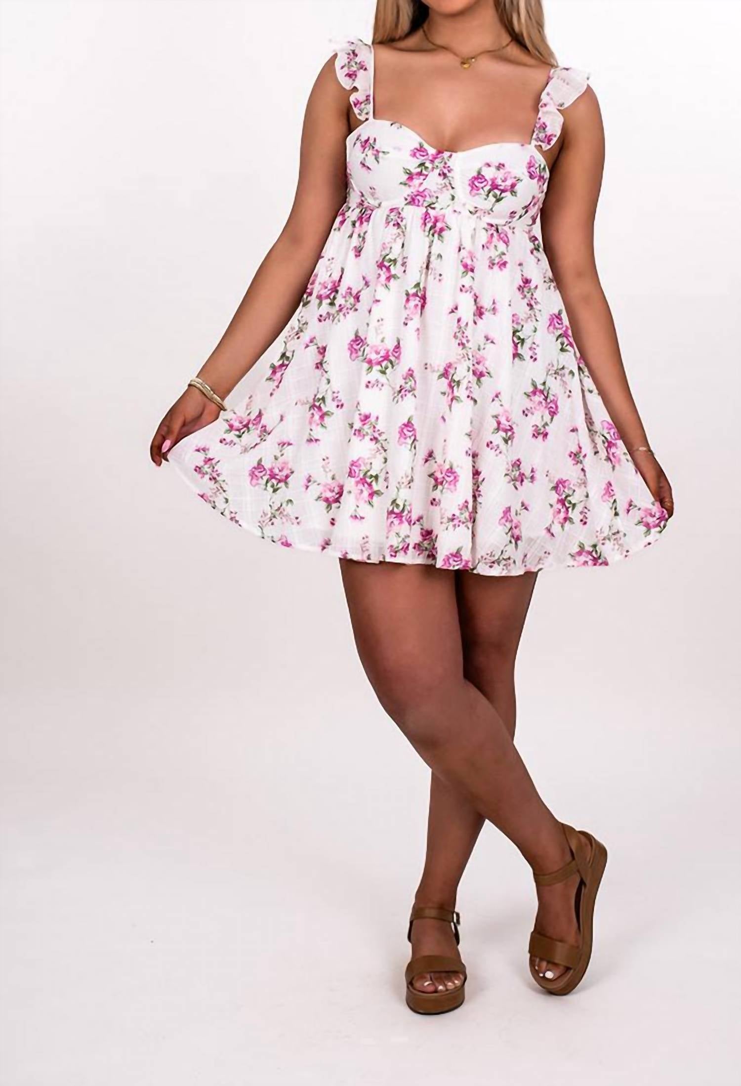 Sky To Moon - Women's Underwire Detail Floral Babydoll Dress