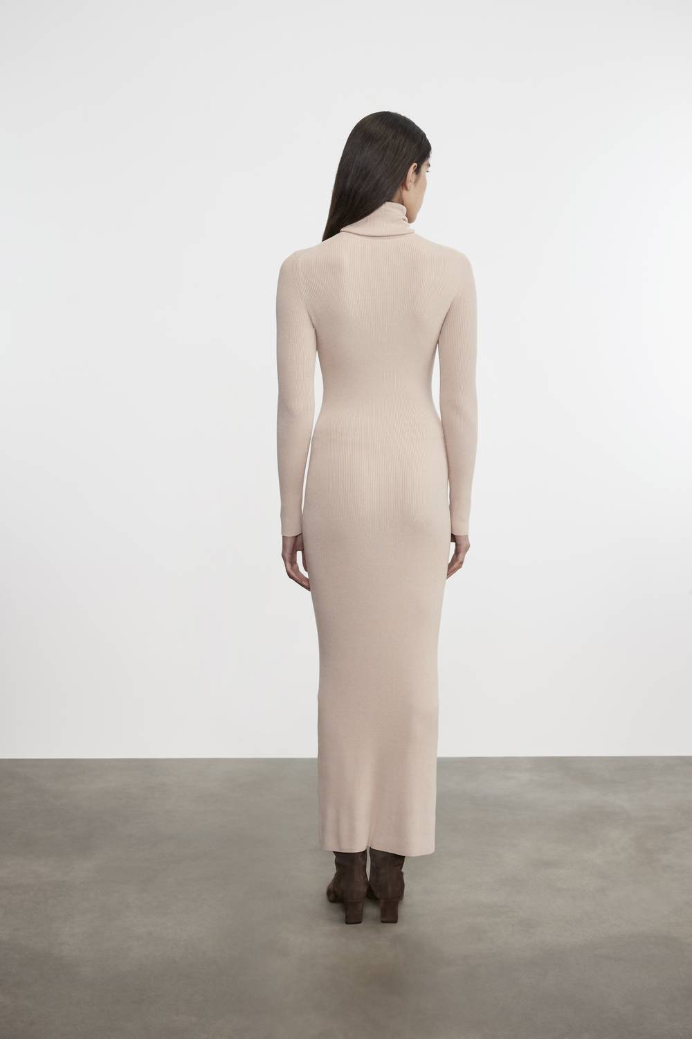 Enza Costa - SILK SWEATER RIB ANKLE TURTLENECK DRESS