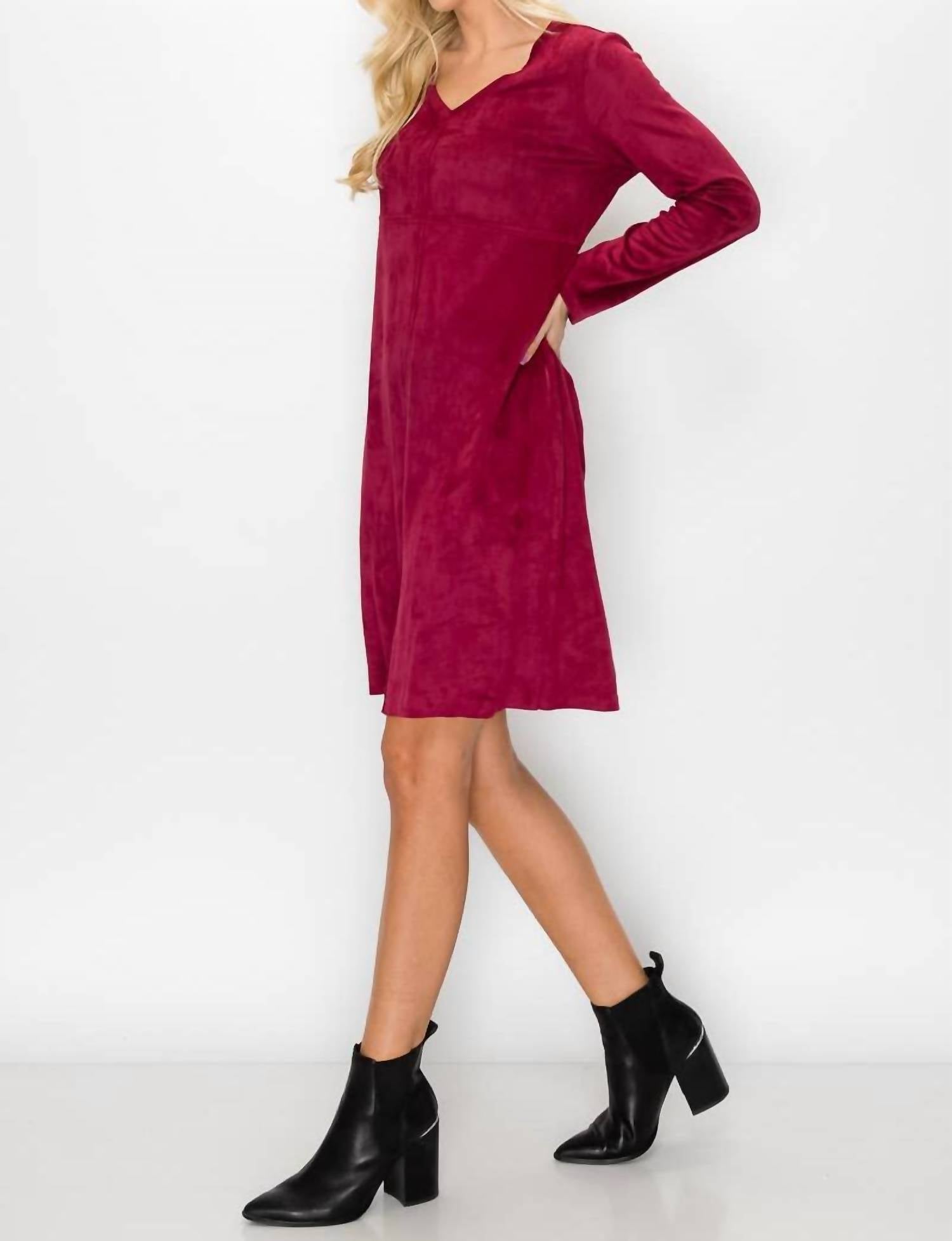Joh - Aurora Stretch V-Neck Suede Dress