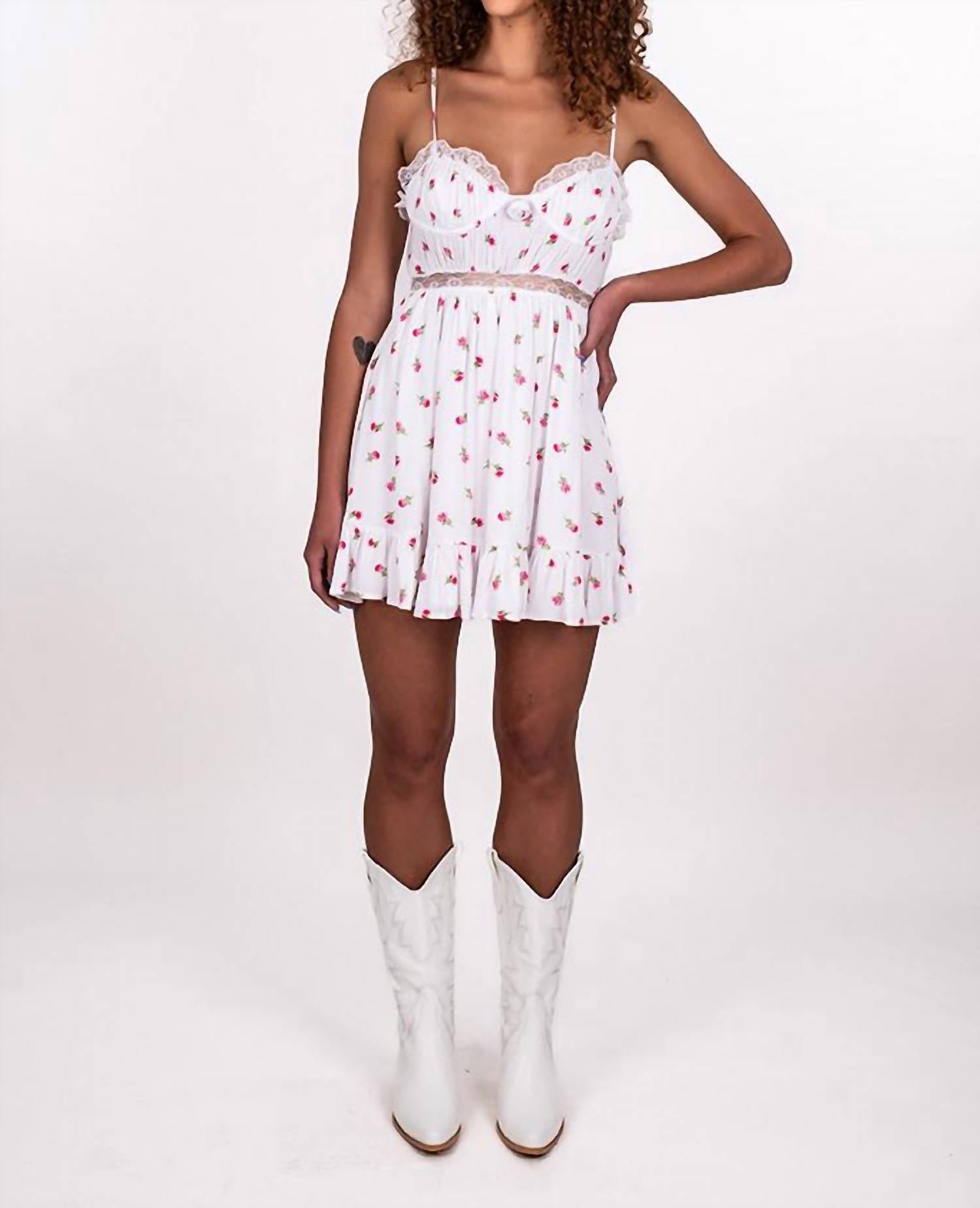 Sky To Moon - Women's Ditsy Floral Lace Inset Dress