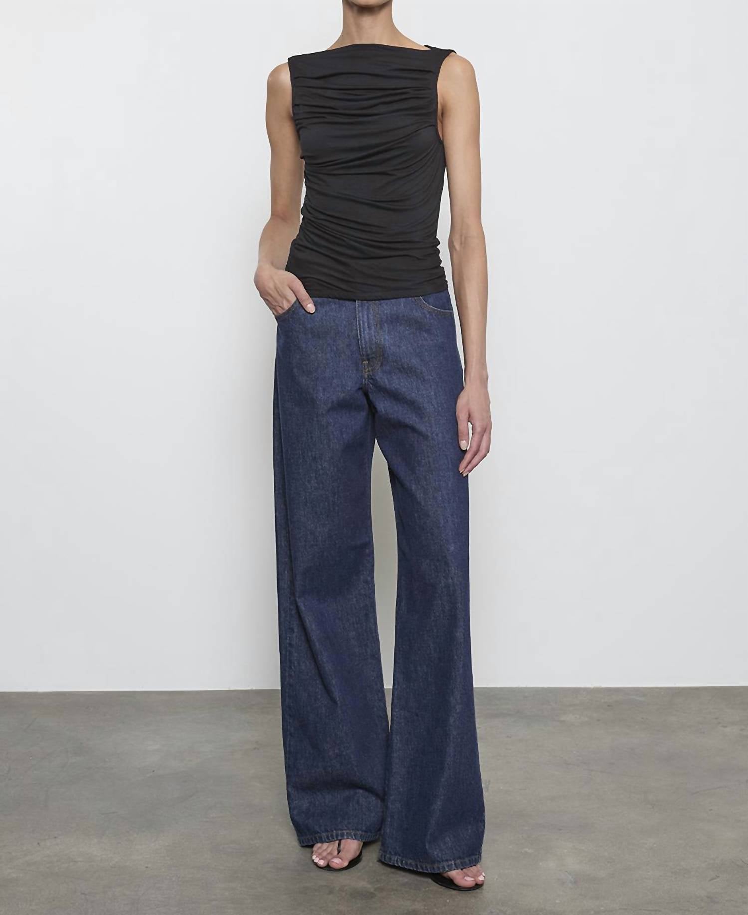 Enza Costa - FLUID JERSEY SLEEVELESS DRAPED BOATNECK TOP