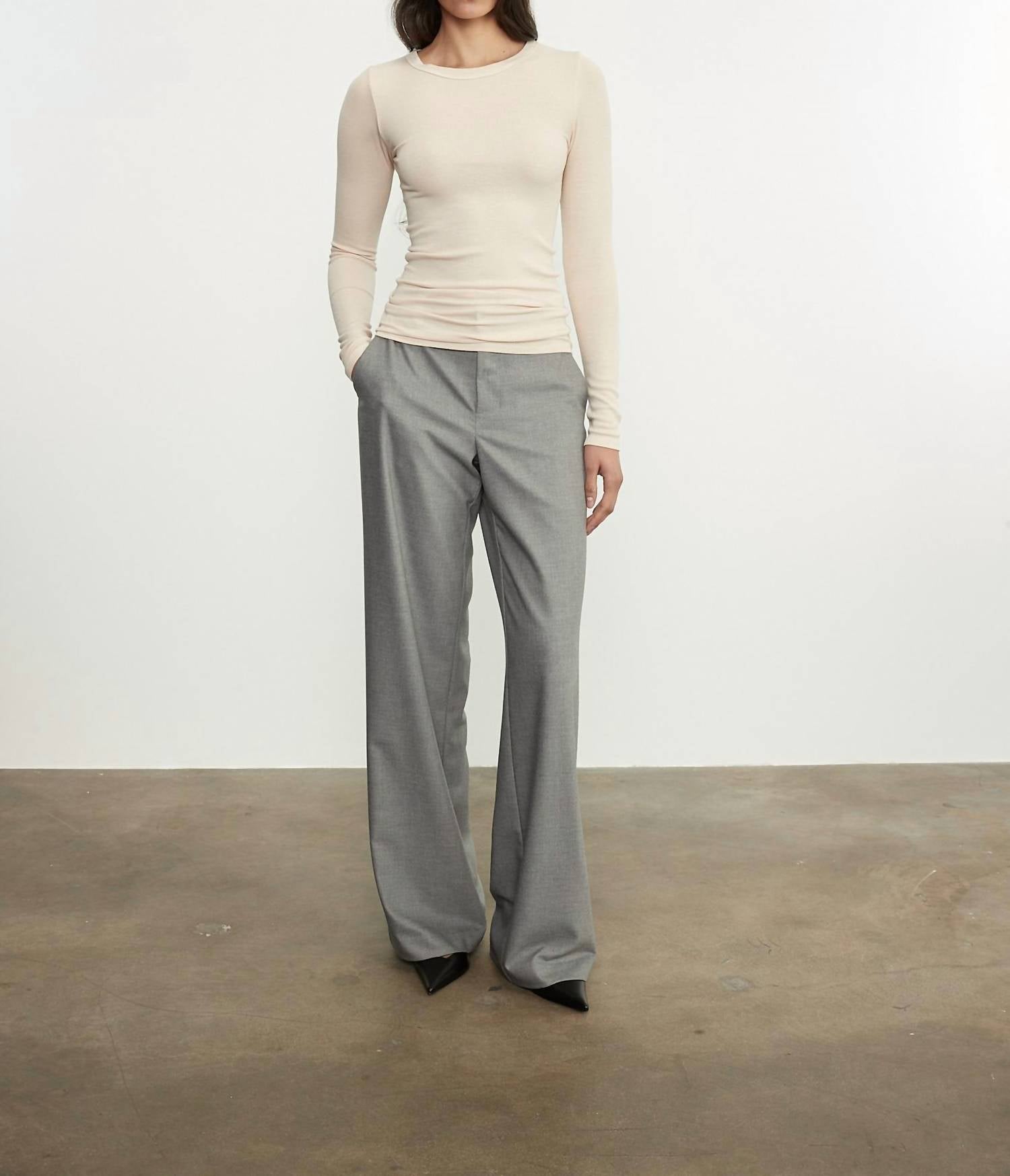 Enza Costa - SILK RIB LONG SLEEVES CREWNECK TOP