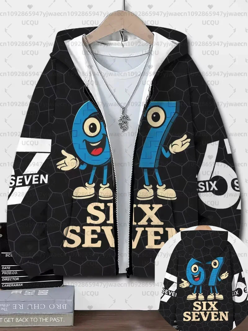 Hoodies For Kids 67 Six Seven Italian Brain Rot Math Joke Tops Y2k Game Saying Zipper Clothes Graphic Y2k Children's Hoodies