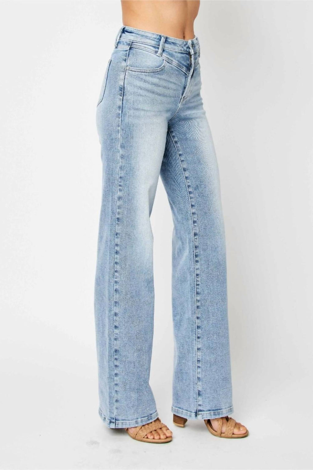 Judy Blue - Front Yoke Retro Wide Leg Denim Jeans