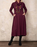 Noen - Long-sleeve Cowl Neck Soft Knit Dress