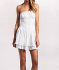 Sky To Moon - Women's Strapless Eyelet V Seam Mini Dress