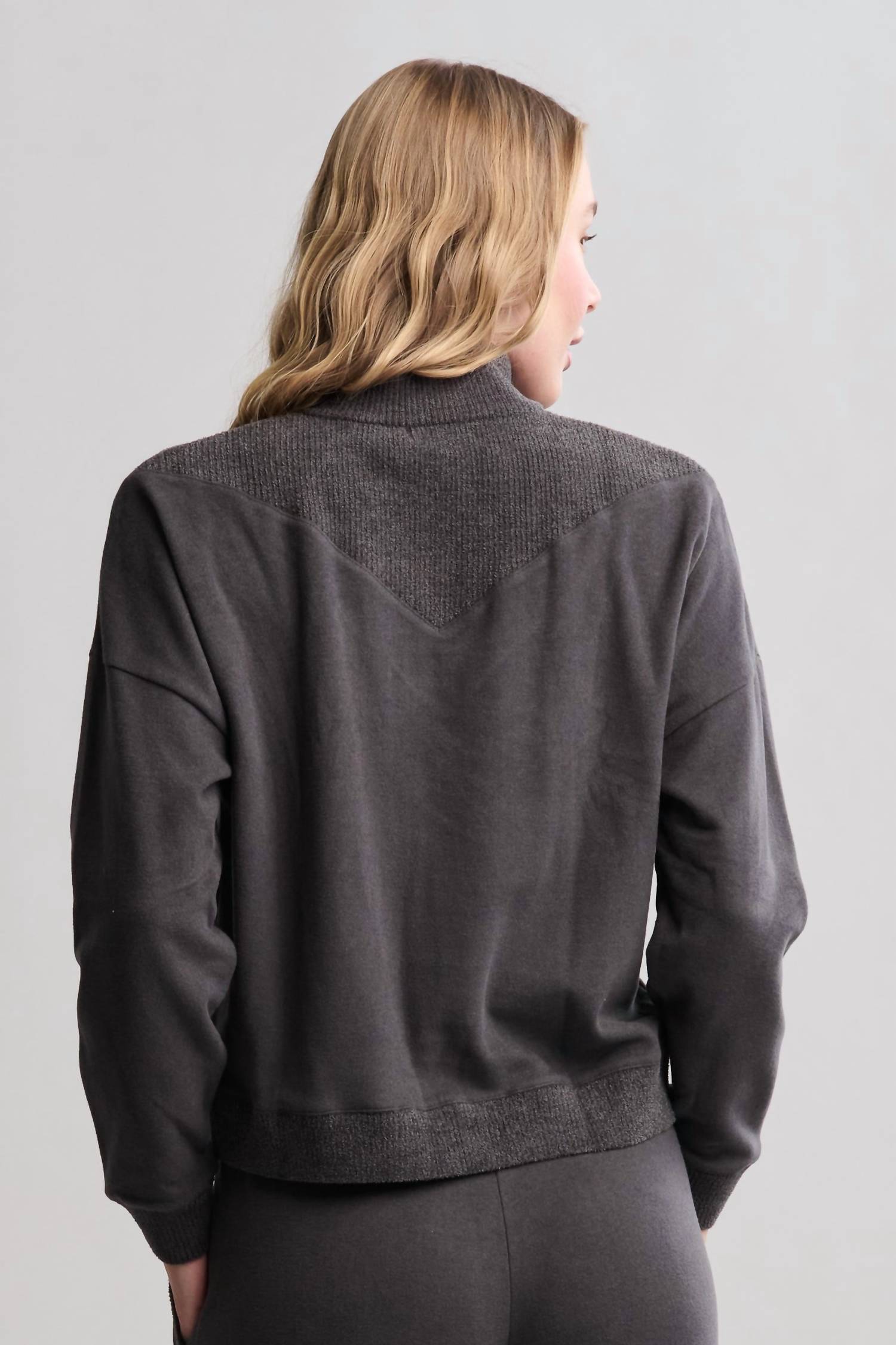 Barefoot Dreams - Brushed Fleece With Cozychic Ultra Lite Rib Half Zip Pullover