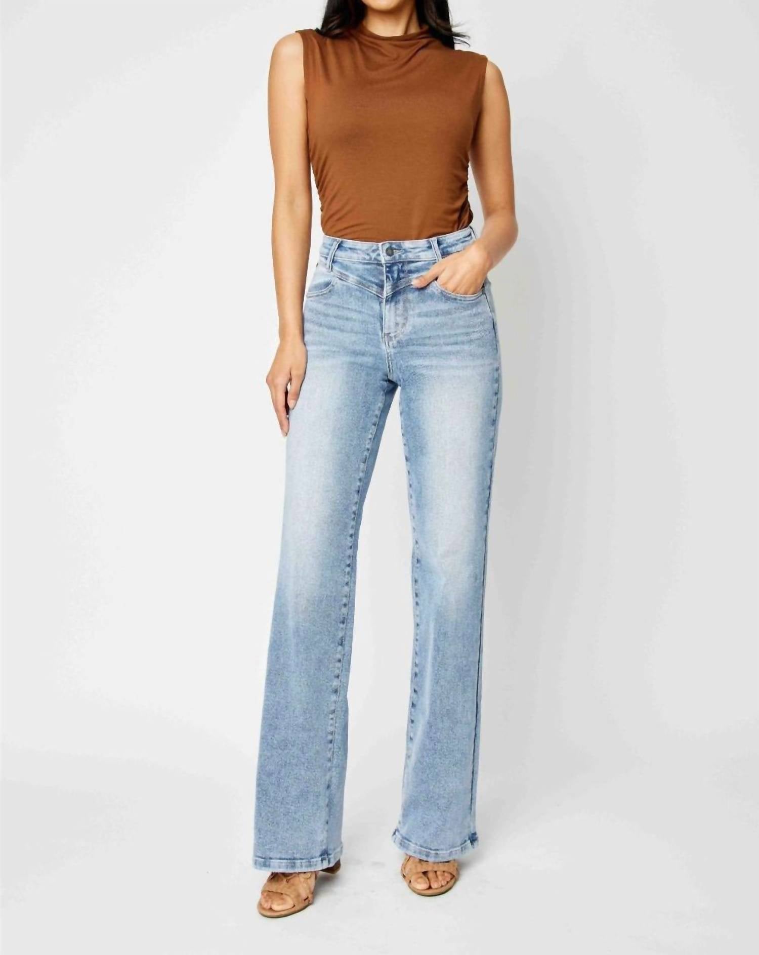Judy Blue - Front Yoke Retro Wide Leg Denim Jeans