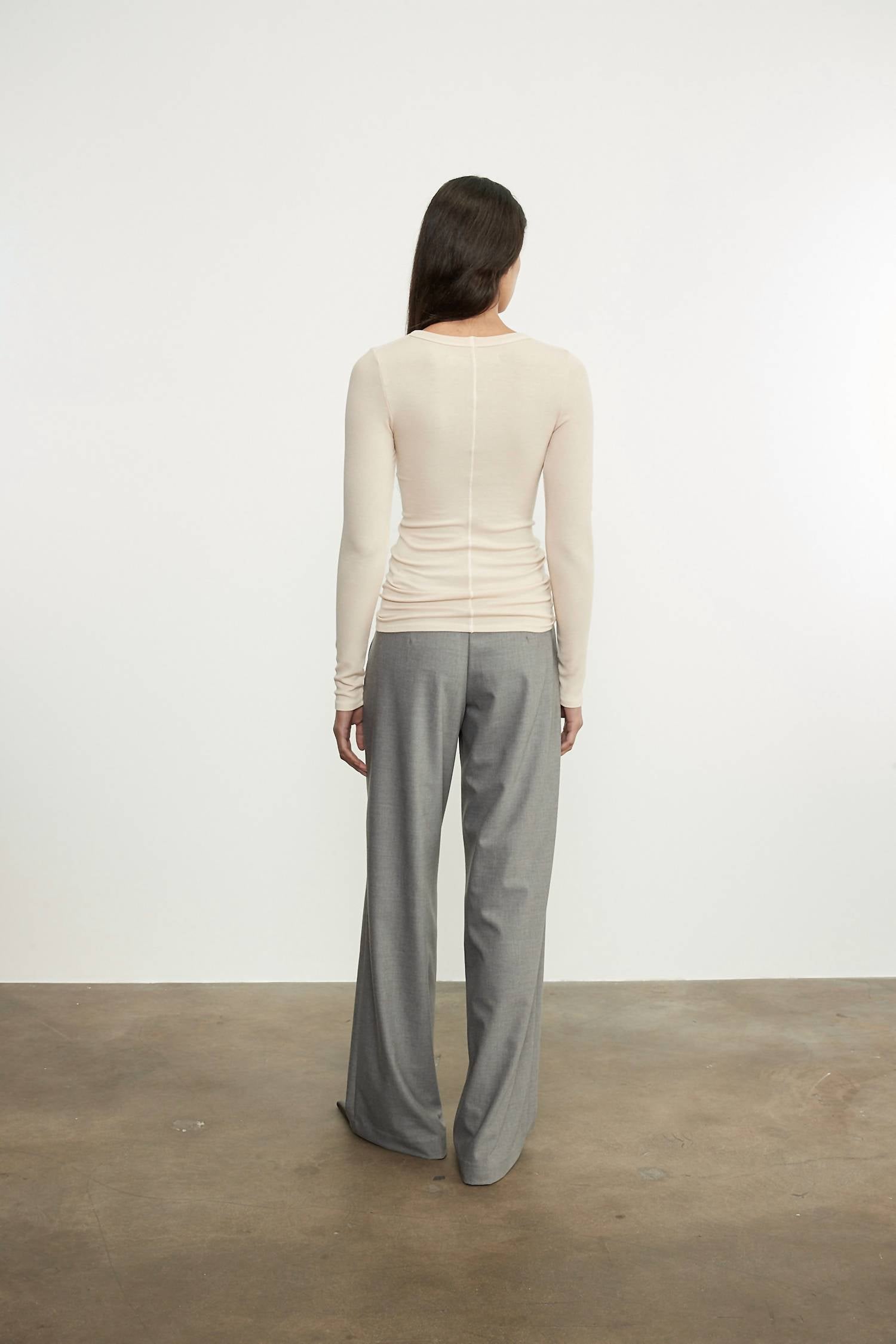 Enza Costa - SILK RIB LONG SLEEVES CREWNECK TOP