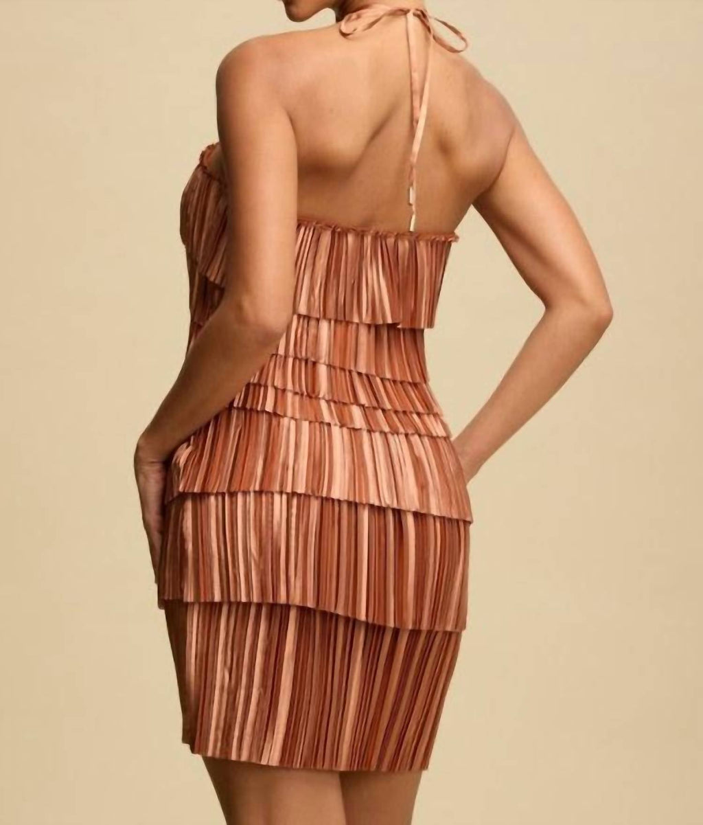 Luxxel - Chloe Pleated Layered Mini Dress