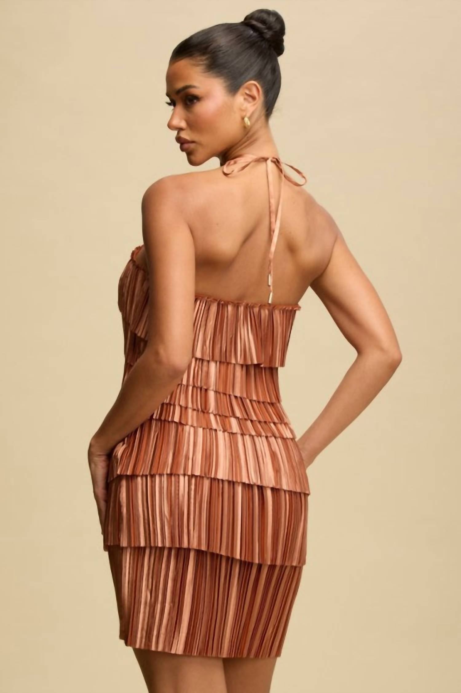Luxxel - Chloe Pleated Layered Mini Dress