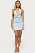 Ela Cowl Neck Satin Effect Mini Dress